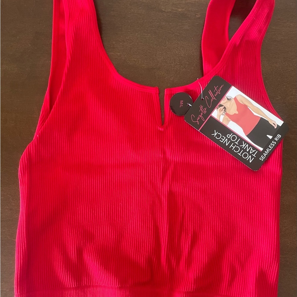 Scott & Charters Red Notch Neck Tank Top